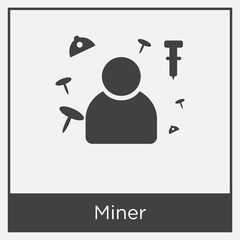 Miner icon isolated on white background