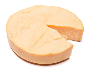 Whole round Head and pieces of parmesan or parmigiano