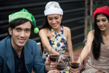 Young people are celebrating New Year's party.