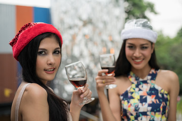 Young people are celebrating New Year's party.