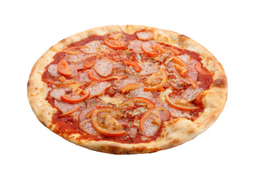Classic Italian pizza with salami