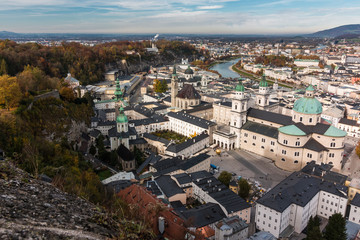 Fernsicht über Salzburg, Österreich von der Festung Hohensalzburg