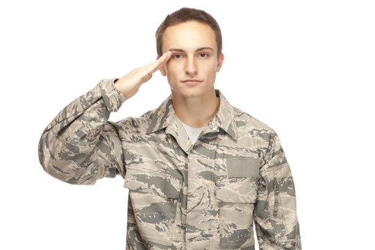 Air force airman saluting