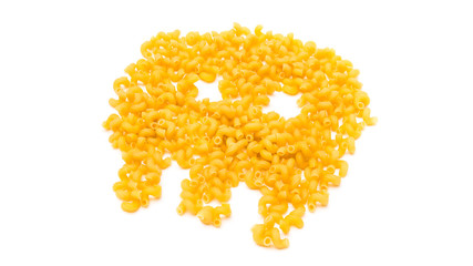 Skull made of pasta isolated on white background