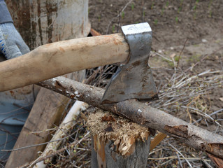 carpenter's carpentry axe chopping wood