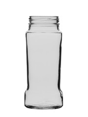 Empty glass jar isolated on a white background