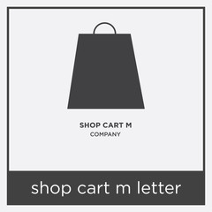 shop cart m letter icon isolated on white background