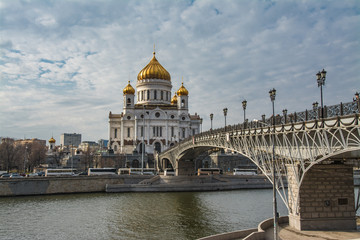 Moscow river and patriarchal bridge in Moscow, Russia.