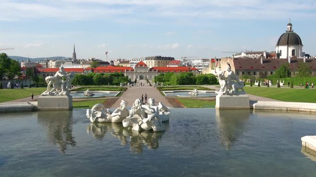 Belvedere Palace complex. Lower level fountain. Vienna, Austria