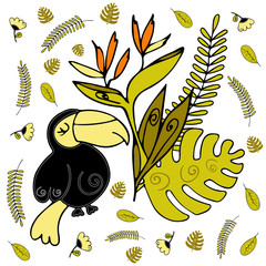 Toucan doodle style vector template. Tropical bird. Theme of the jungle and Africa © Mariana