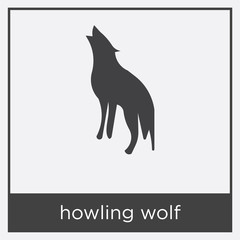 howling wolf icon isolated on white background