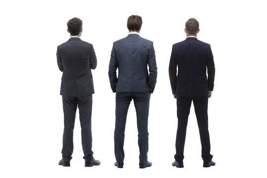 Back view group of business people. Rear view. Isolated over white background.