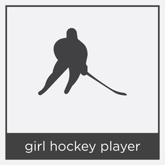girl hockey player icon isolated on white background