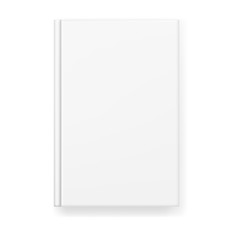 Vector realistic image of blank book cover, arranged vertically, top view. Isolated on white. A mock-up (layout) of a book, a template for design. Vector EPS 10.