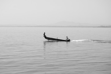 Naklejka premium Typical old boat in the Trasimeno lake