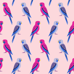 Seamless pattern with rosella parrots