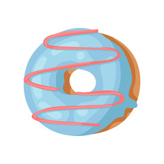 Cartoon vector illustration donut. Hand drawn drawing sweet bun. Actual Creative art work bake