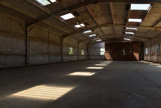 Empty warehouse, U.K.
Wide angle of an industrial building.