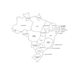 Brazil Regions Map Line Vector
