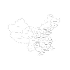 China Regions Map Line Vector