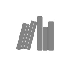 Books on the shelves icon. vector illustration