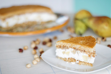 Homemade ricotta cheese and pears pie.