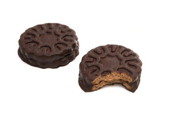 chocolate sandwich cookie isolated