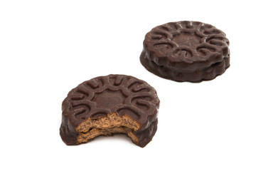 chocolate sandwich cookie isolated