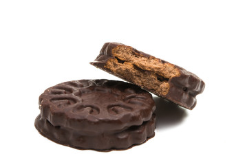 chocolate sandwich cookie isolated