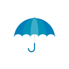 Vector Illustration. Blue umbrella icon. Blue umbrella isolated on white background. Umbrella in cartoon style