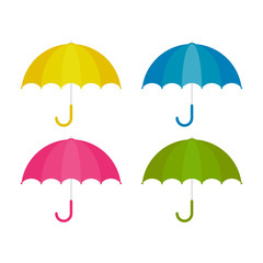 Vector Illustration. Set of umbrellas. Umbrellas isolated on white background. Umbrella in cartoon style for design