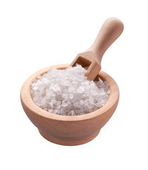 Fototapeta na wymiar salt in a wooden bowl isolated