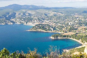Fototapeta na wymiar Cassis view from Cape Canaille top, France