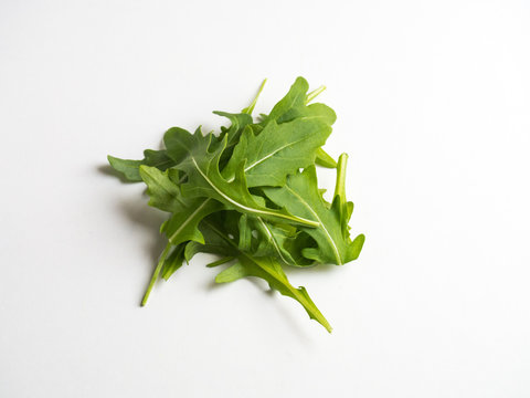 Arugula on white background