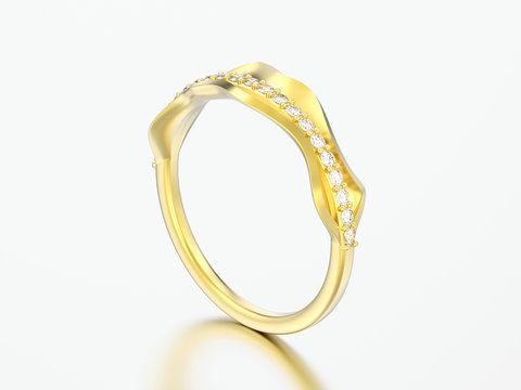 3D illustration gold decorative diamond ring