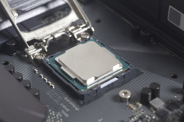 CPU in socket Intel LGA 1151  on motherboard Computer PC 