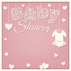 baby shower card. lace font. girl