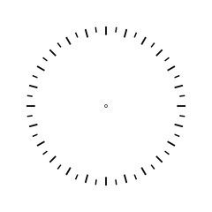 Measuring circle scale. Measuring round scale, Level indicator, measurement acceleration, circular meter, round meter for household appliances. 24 large divisions, 48 small. Vector AI10