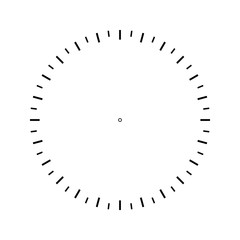 Measuring circle scale. Measuring round scale, Level indicator, measurement acceleration, circular meter, round meter for household appliances. 24 large divisions, 48 small. Vector AI10