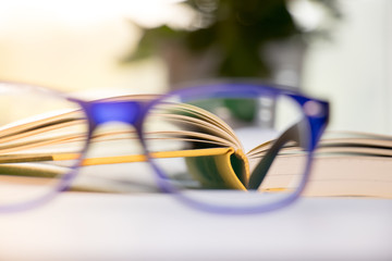Soft focus glasses,blur books, book blur.