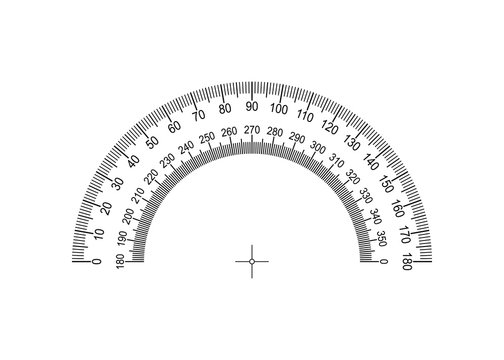 Protractor. Protractor grid for measuring degrees. Tilt angle meter. Measuring tool. Measuring circle scale. Measuring round scale, Level indicator, circular meter AI10