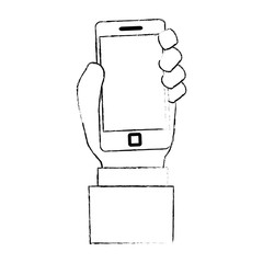 hand with smartphone device vector illustration design