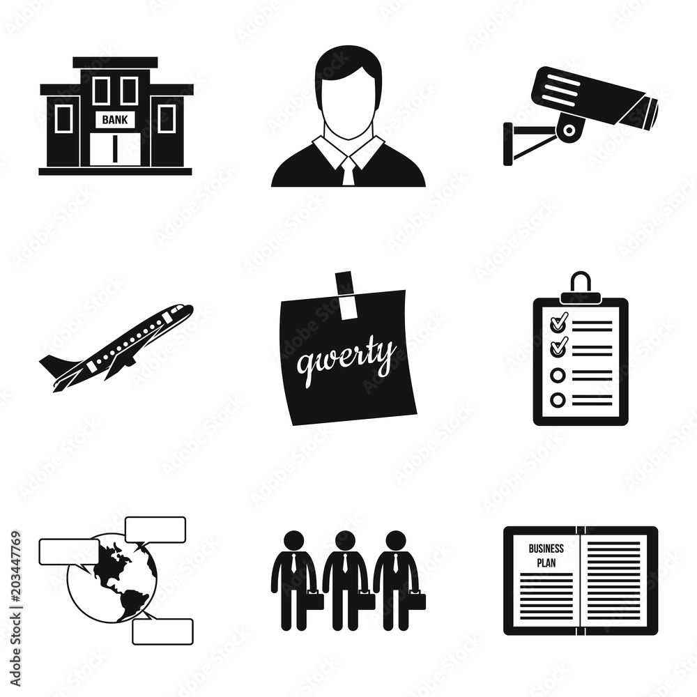 Poster important document icons set. simple set of 9 important document vector icons for web isolated on wh
