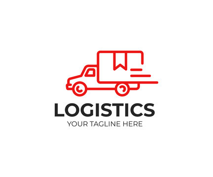 Trucking logo template. Fast delivery vector design. Logistics logotype