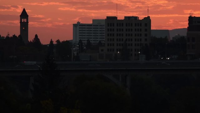Downtown Spokane Skyline Sunrise