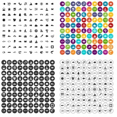 100 underwater icons set vector in 4 variant for any web design isolated on white