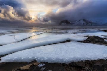 Ice blocks from a frozen sea in Iceland