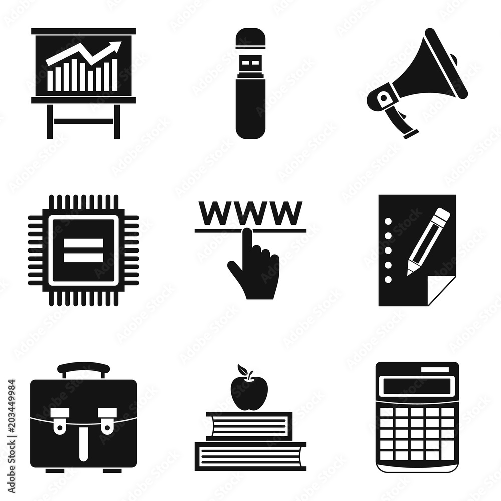 Poster initial condition icons set. simple set of 9 initial condition vector icons for web isolated on whit