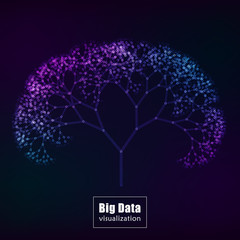 Big data visualization. glowing tree vector