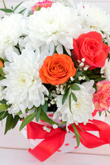 Lovely flower composition, flower shop, gift box.